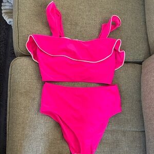 Vibrant Pink Ruffled Bikini Set